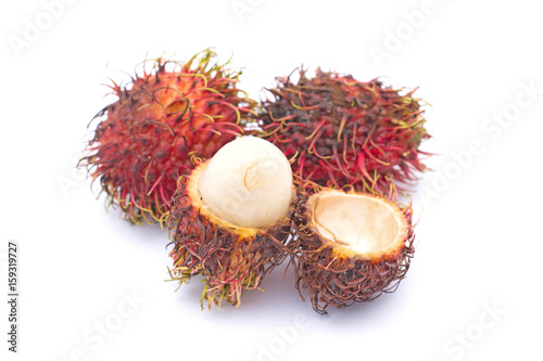 Rotten rambutan isolated on white background
