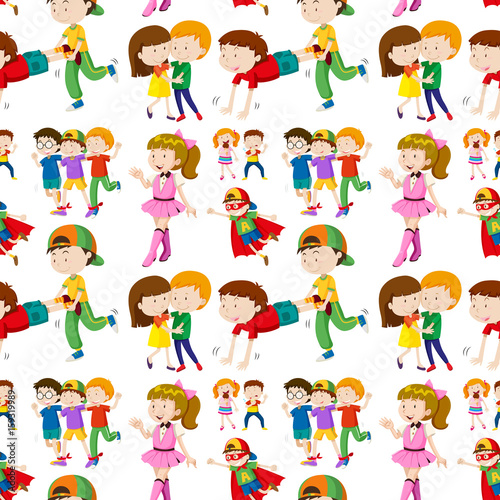 Seamless background design with many children