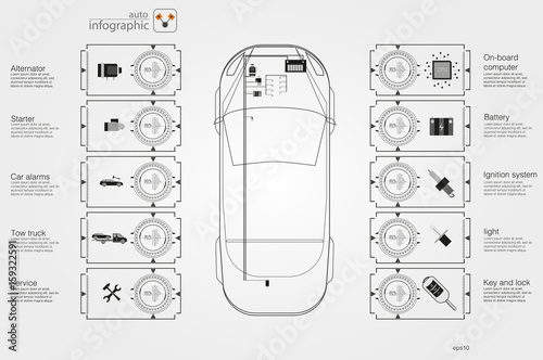 Cars user interface. Abstract virtual graphic touch user interface. Cars infographic. Vector science abstract.  Vector illustration.