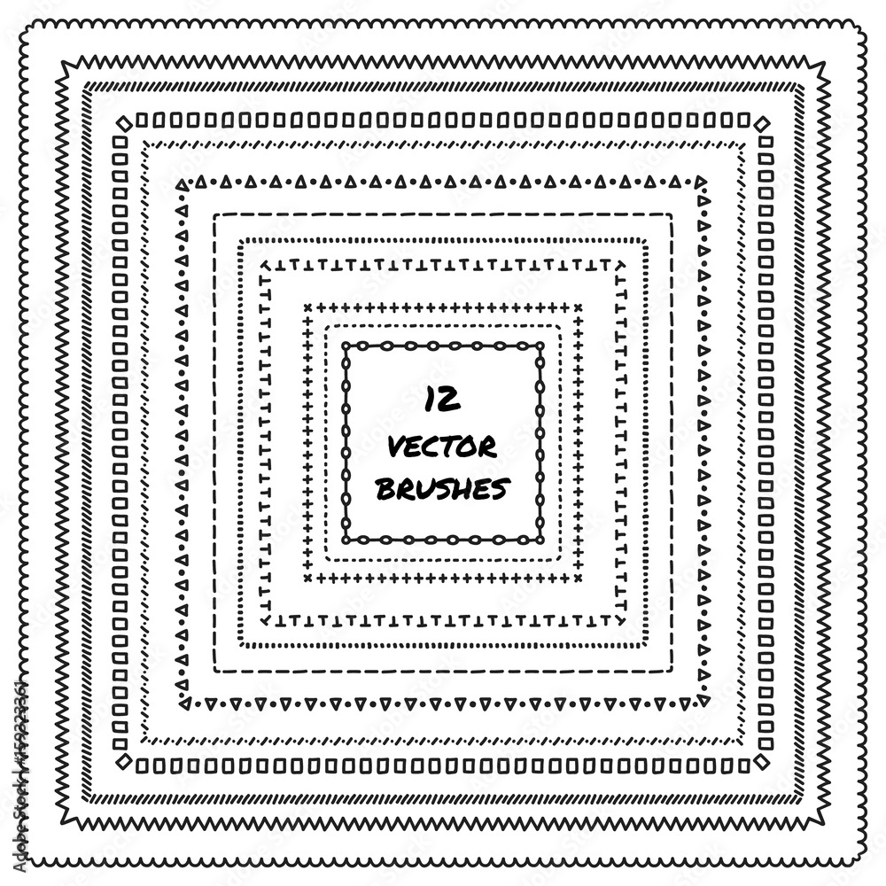 Simple geometric doodle vector brushes