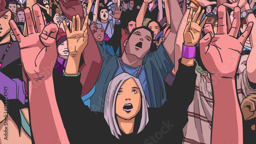 Illustration of people partying in color