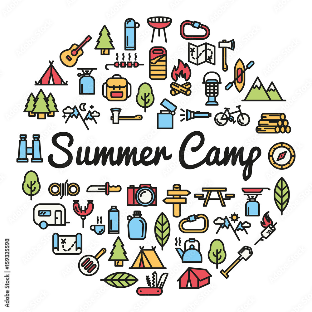 Summer Camp word with icons - vector illustration Summer Camp word with icons - vector illustration