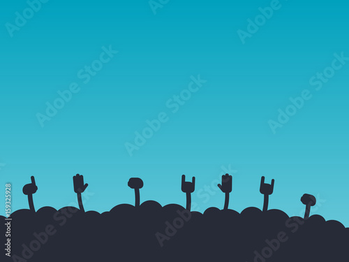 silhouettes of concert crowd