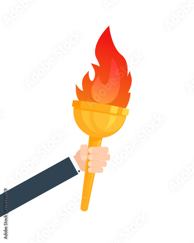 Hand holding flaming torch