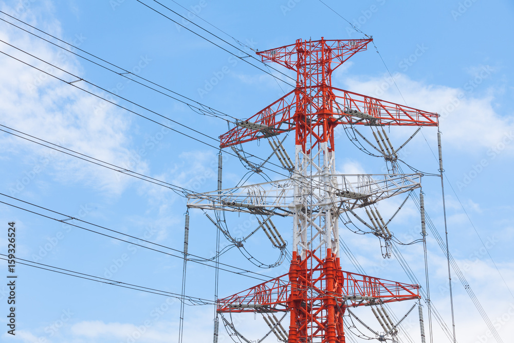 Electric transmission line with nice blue sky Electric transmission line with nice blue sky