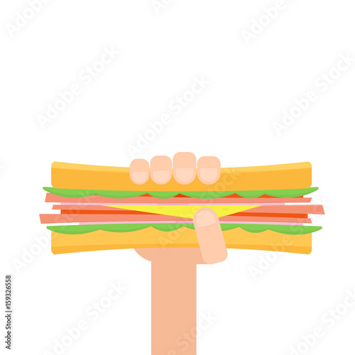 hand holding sandwich