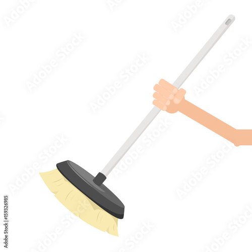 hand holding broom