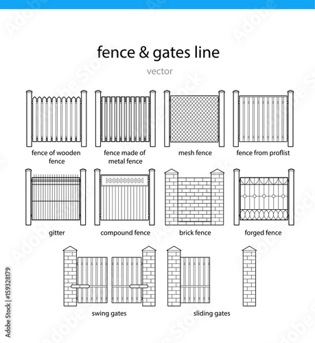 Set fence and gates vectors lines