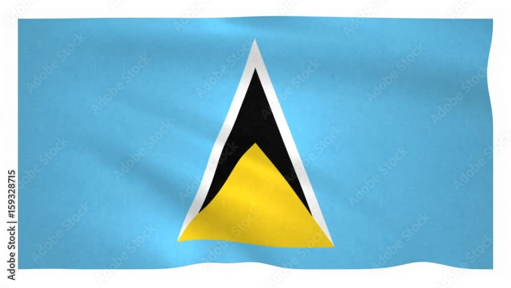Flag of Saint Lucia waving on white background Flag of Saint Lucia waving on white background