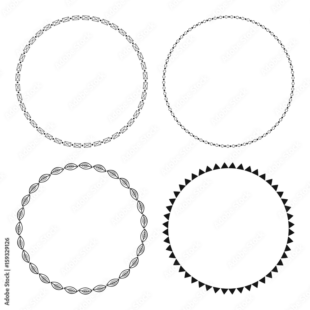 Decorative round frames for congratulations and greeting cards. Set isolated on white background. Decorative round frames for congratulations and greeting cards. Set isolated on white background.