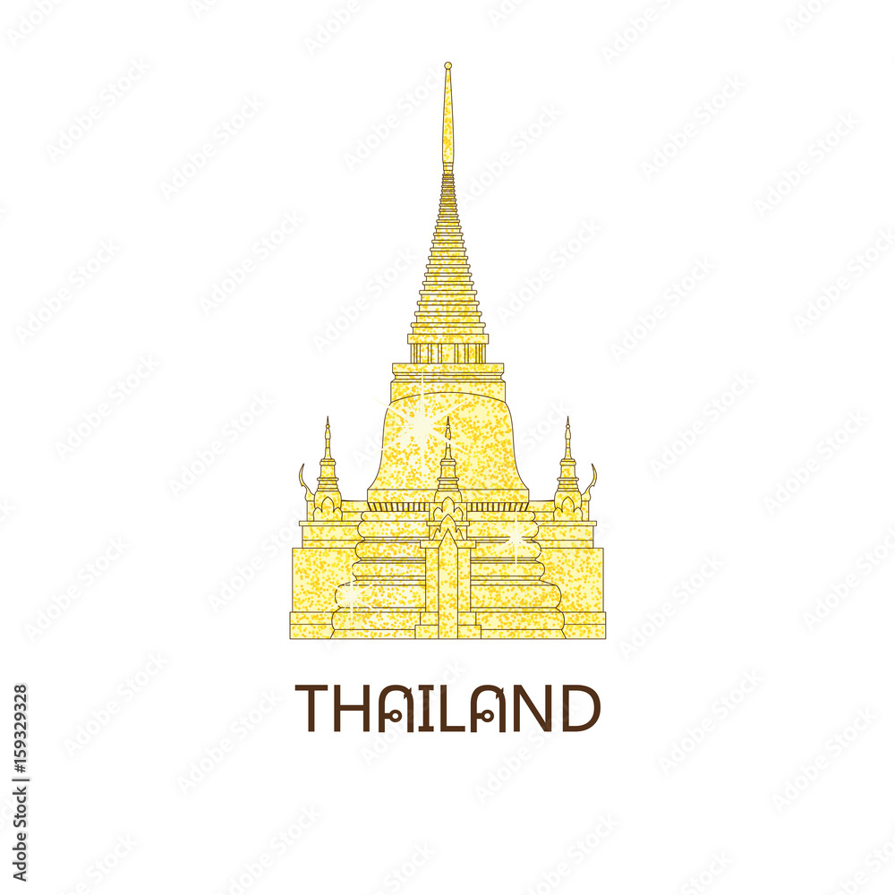 Fototapeta premium Buddhist wat temple in Bangkok Thailand on the golden glitter