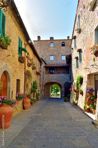 Fototapeta Naklejka Na Ścianę i Meble -  antico borgo murato di San Donato in Poggio, Firenze Italia