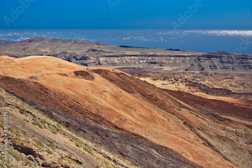 Desert Lonely Road Landscape in Volcan Teide National Park, Tenerife, Canary Island, Spain