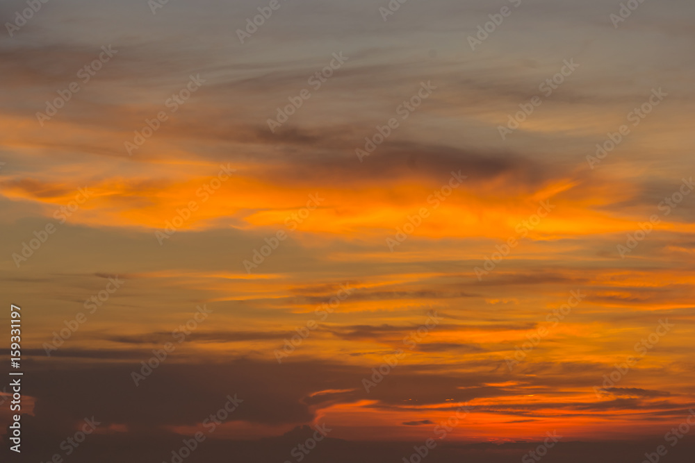 sunset with clouds use to background