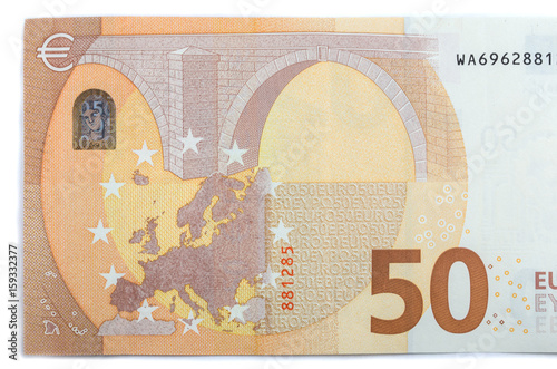 New banknote of fifty euros isolated