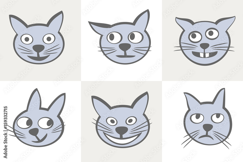 Smiles cats icon set. Smiles cats icon set.
