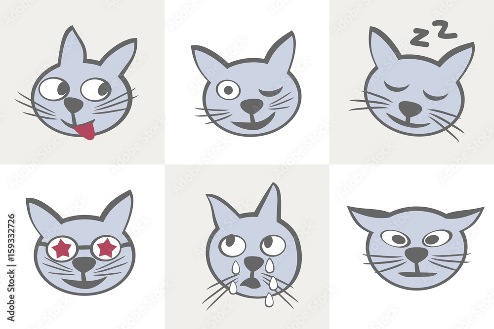 Cat characters. Different emotions.