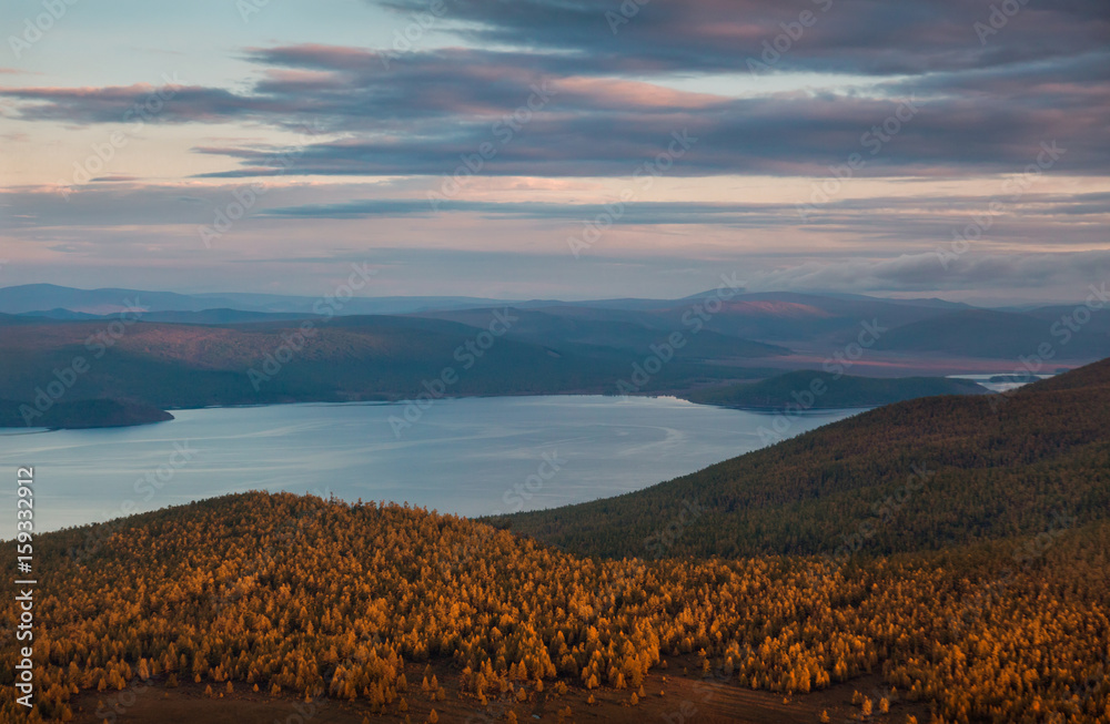 Hovsgol Lake at sunset
