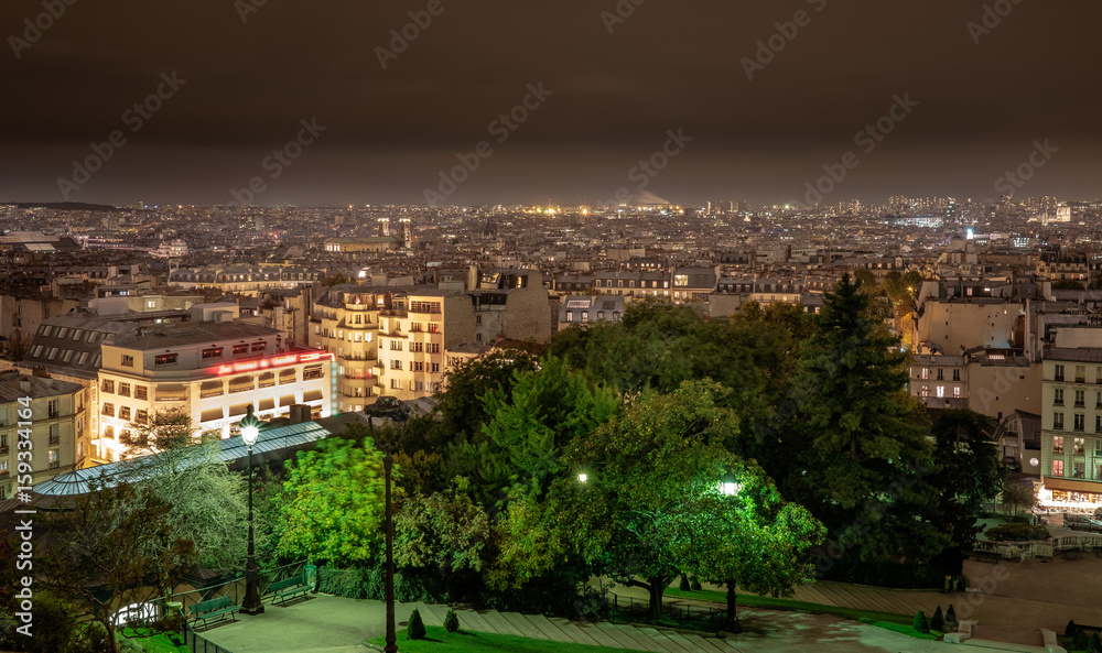 View of Paris from the Sacre-Coeur Basilica in France.