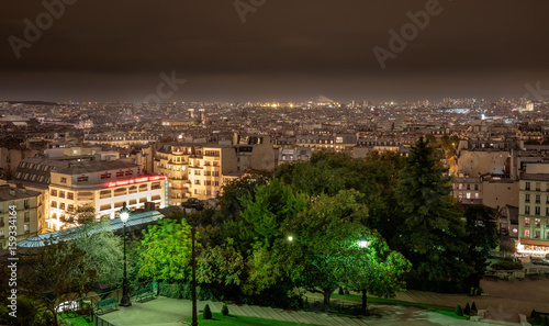 View of Paris from the Sacre-Coeur Basilica in France.
