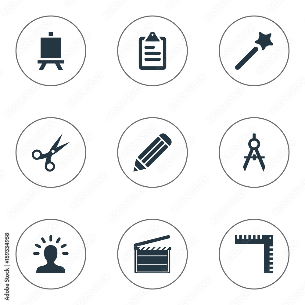 Vector Illustration Set Of Simple Designicons Icons. Elements Circle Compass, Action, Schedule