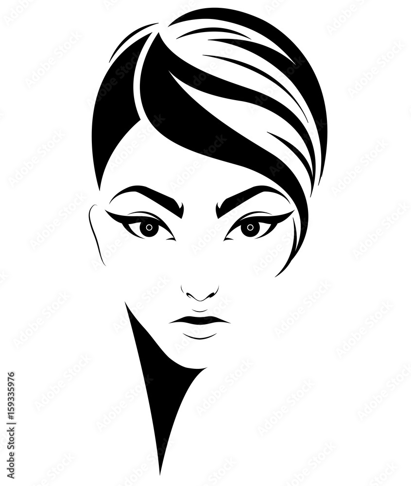 women short hair style icon, logo women on white background women short hair style icon, logo women on white background
