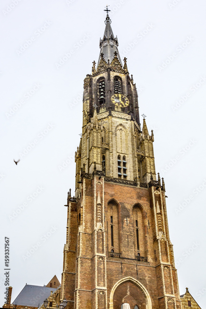 Bell Tower Clock New Cathedral Nieuwe Kerk Delft Netherlands