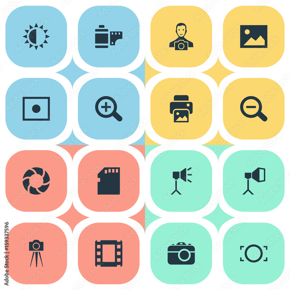 Vector Illustration Set Of Simple Photograph Icons. Elements Camcorder