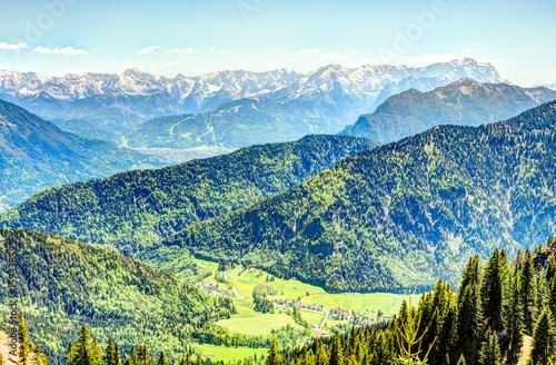 Alpine view to mount Zugspitze