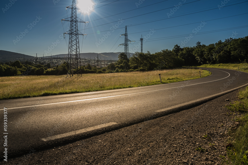 Fototapeta premium Interesting Power Plant and road