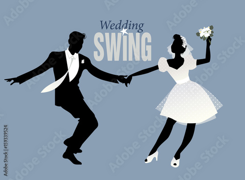 Wedding Dance. Bride and groom dancing swing, lindy hop or rock and roll