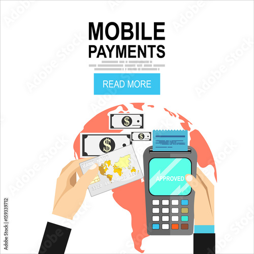Mobile payments.Transaction and paypass and NFC. Vector illustration