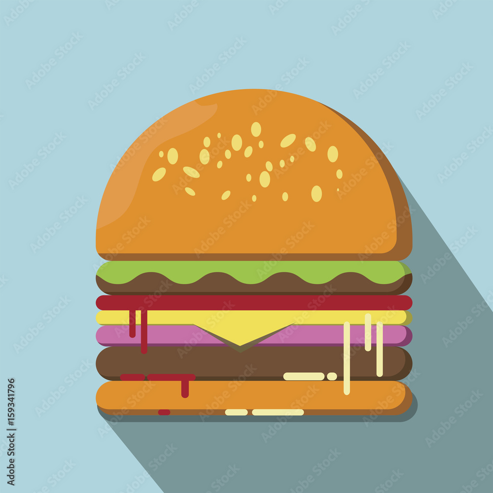Hamburger flat style vector illustration. Hamburger flat style vector illustration.