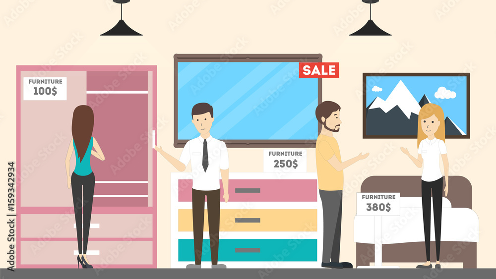 Furniture store interior. Furniture store interior.