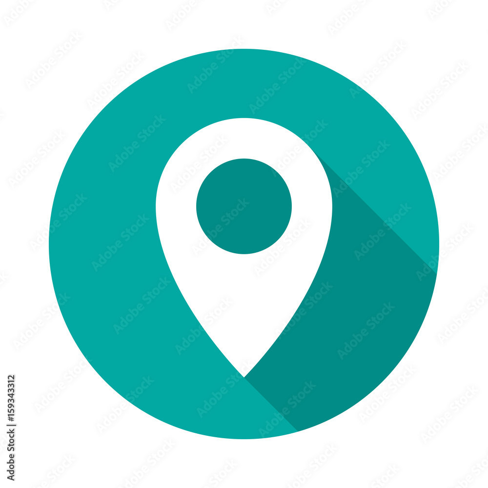 Map pointer circle icon with long shadow. Flat design style. Map pointer simple silhouette. Modern, minimalist, round icon in stylish colors. Web site page and mobile app design vector element. Map pointer circle icon with long shadow. Flat design style. Map pointer simple silhouette. Modern, minimalist, round icon in stylish colors. Web site page and mobile app design vector element.