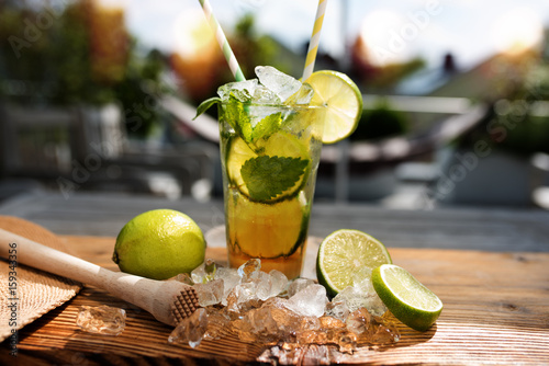 Fresh caipirinha with ingredients