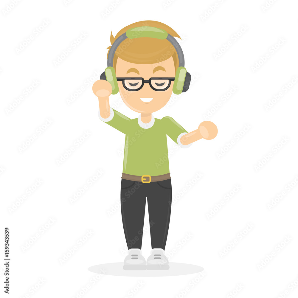 Boy with headphones.