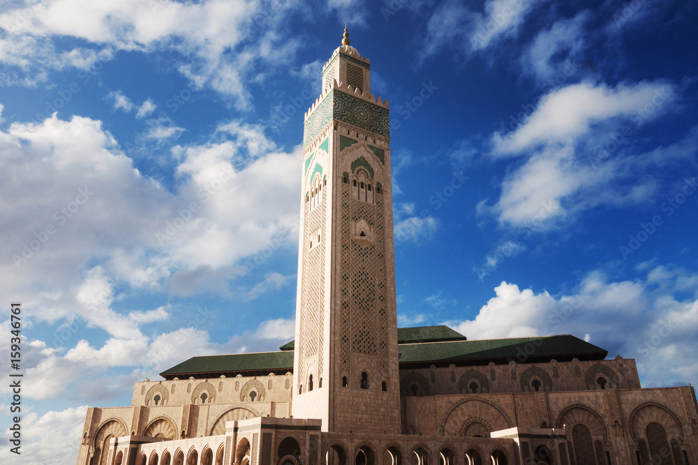 Fototapeta premium low angle view of Hassan ii mosque against sky