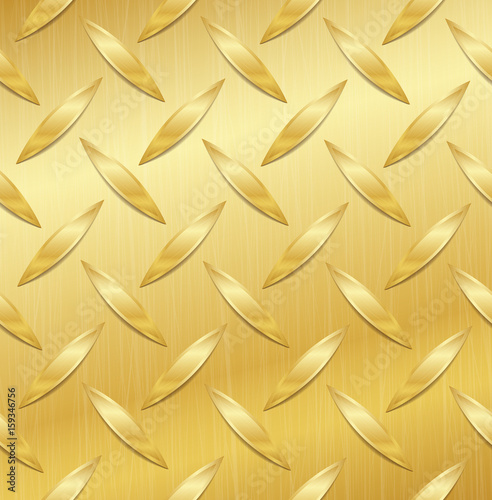 Corrugated Seamless Background. Good For Web Design. Realistic Corrugated Gold Plate Illustration. Polished, Brushed Texture.