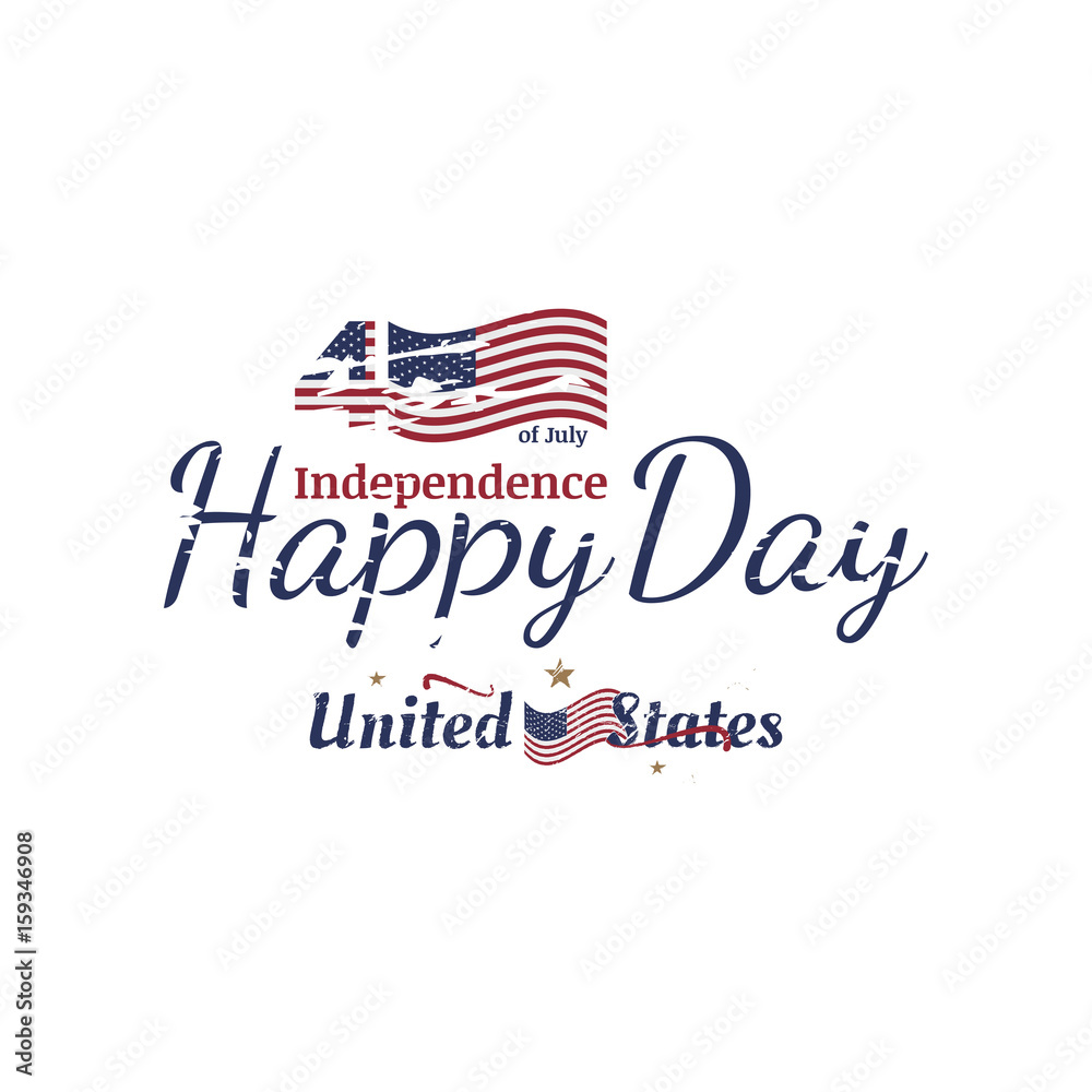July 4th grunge typography. Independence day of the United States. Vintage vector sign and flag for greeting cards and banners. EPS10.