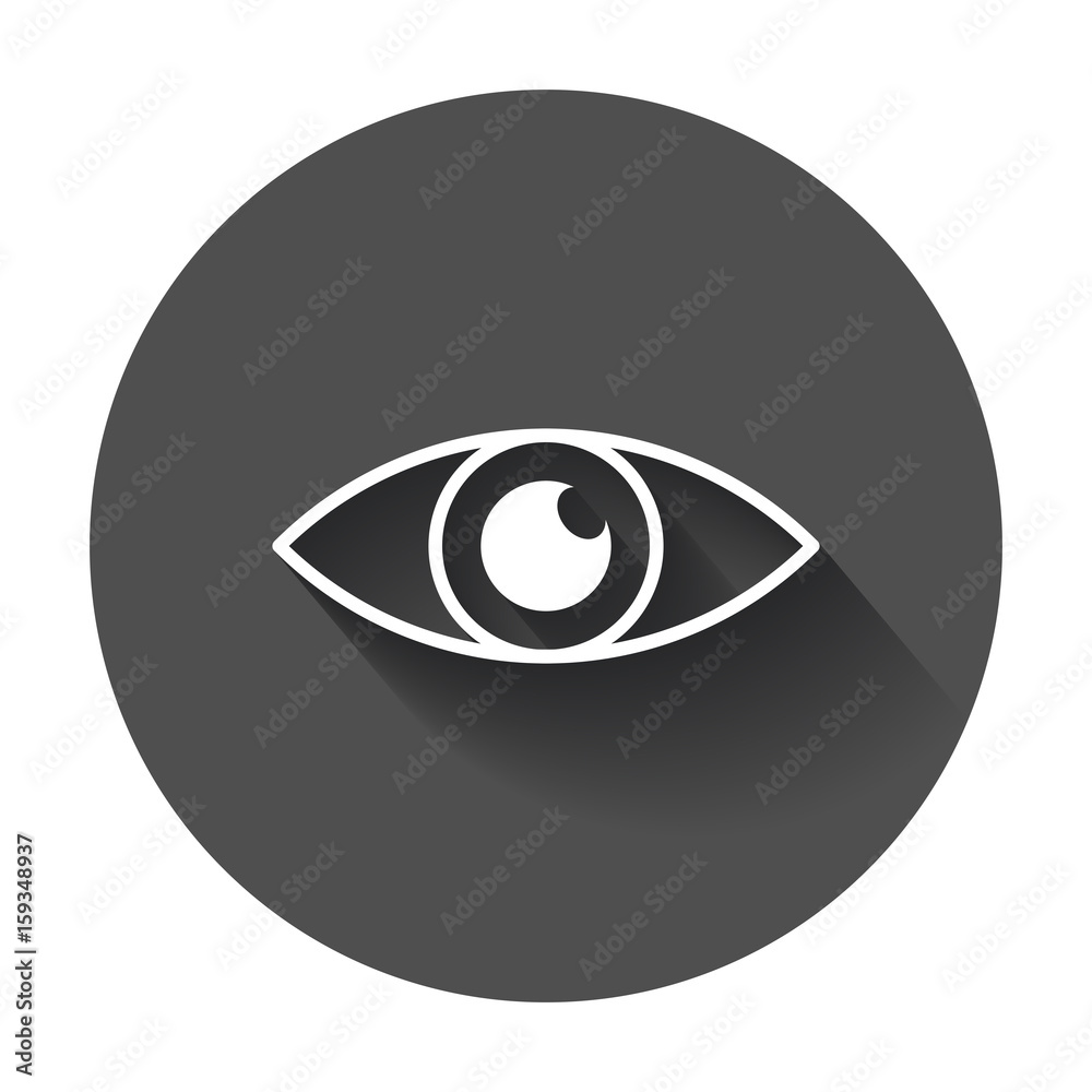 Simple eye icon vector. Eyesight pictogram in flat style with long shadow. Simple eye icon vector. Eyesight pictogram in flat style with long shadow.