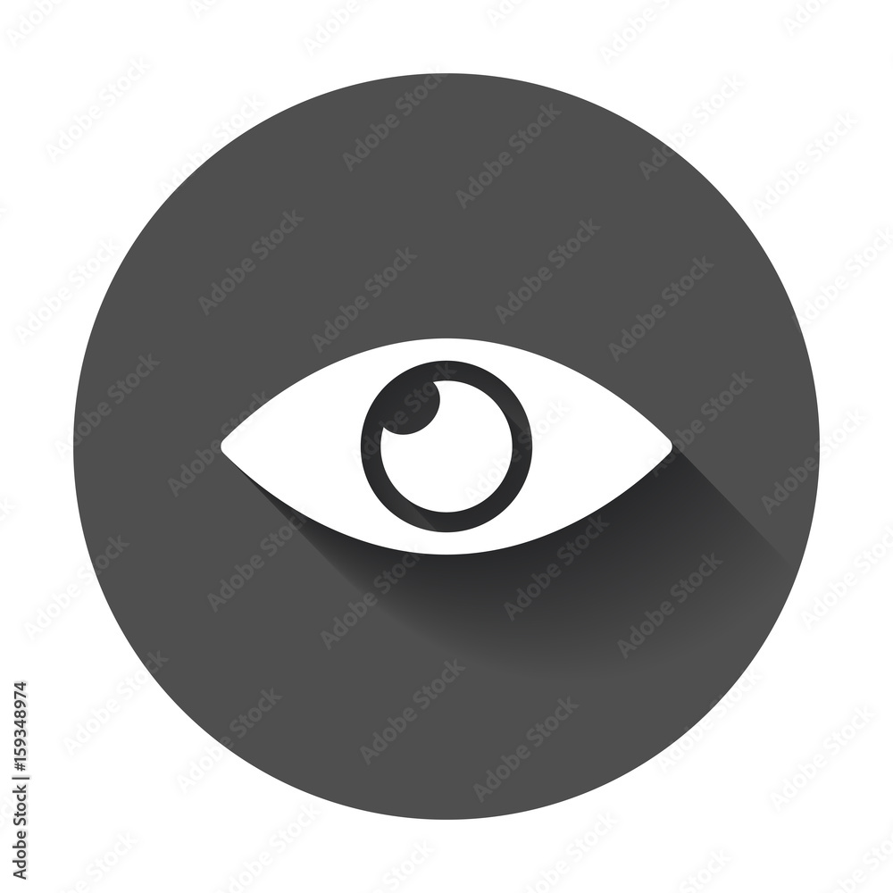 Simple eye icon vector. Eyesight pictogram in flat style with long shadow. Simple eye icon vector. Eyesight pictogram in flat style with long shadow.