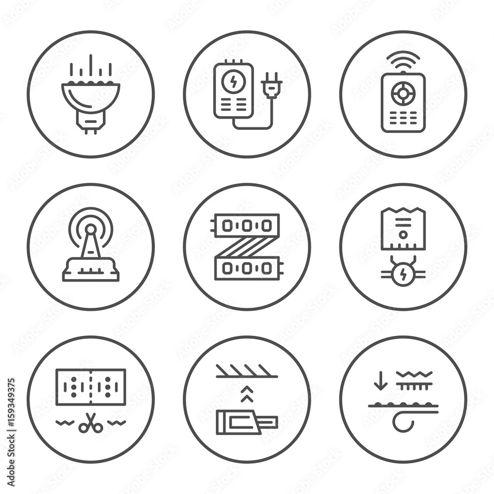 Set round line icons of LED equipment