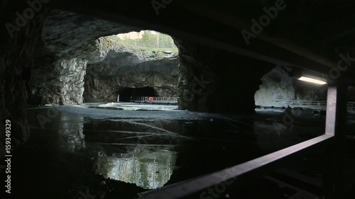 The panton way on the underground lake in the marble cave photo
