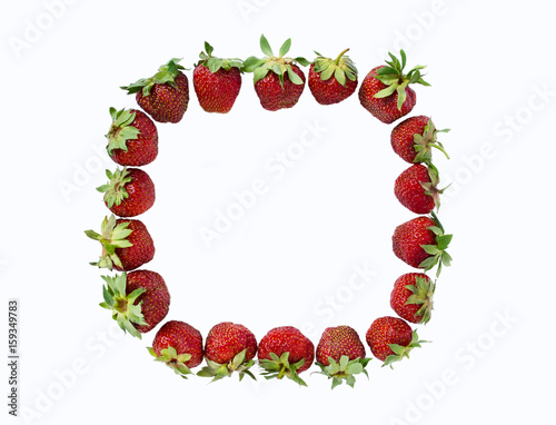 A strawberry frame on a white background. Isolate. Copy space.