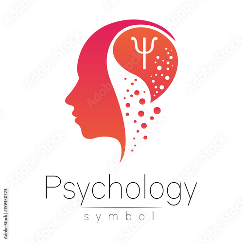 Modern head sign of Psychology. Profile Human. Letter Psi. Creative style. Symbol in vector. Design concept. Brand company. Pink color isolated on white background. Icon for web, print