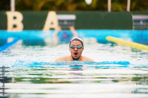 1039699 Young man swimmer portrait
