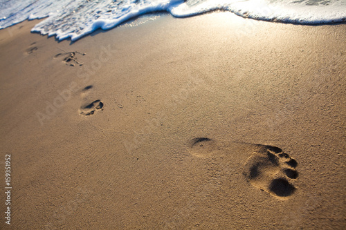 Footprints in the sand at Playa D'en Bossa, Ibiza
