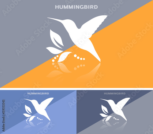 Invitational business card template or web banner design with humming bird icon