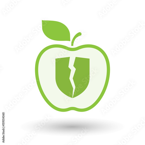 Isolated apple with  a broken shield
